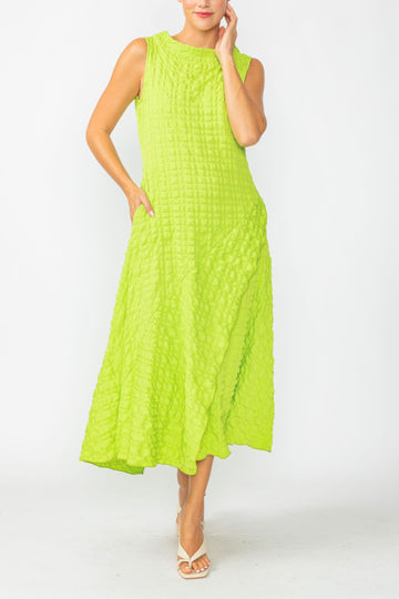 Neon Mock-Neck Cold Shoulder Asymmetrical Dress